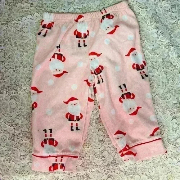 Carter’s Just For You Santa Christmas Pajamas 12 M Pink - Picture 6 of 8